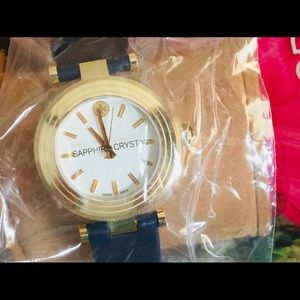 CLASSIC T WATCH, NAVY LEATHER/GOLD-TONE, 35 MM